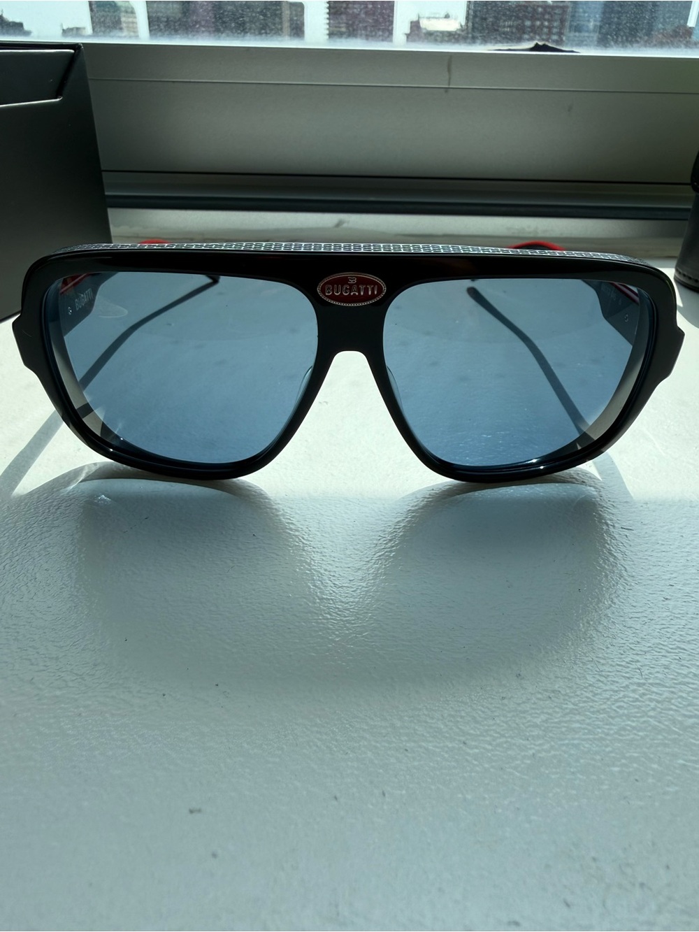 NEW Bugatti Luxury Sunglasses Black Red Blue Gradient 60□12-145 Complete Set